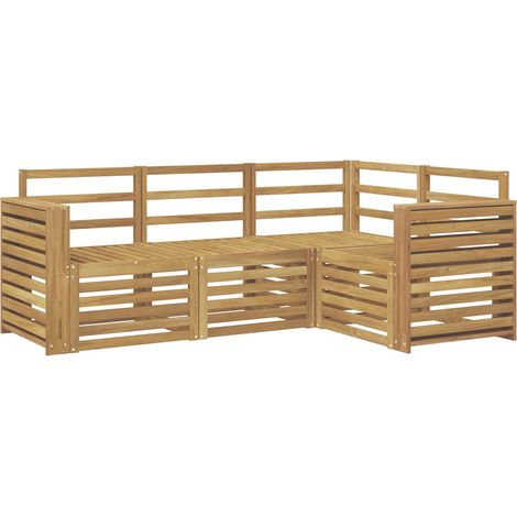 Sofa Sets 4 pcs White 191 x 132.5 x 73 cm Solid Acacia Wood vidaXL (1/5)