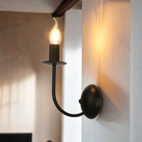 Wandlampe Schwarz Metall Rustikal E14 Wandleuchte innen Flur Wohnzimmer