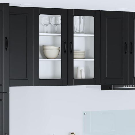 vidaXL Cabinet en verre mural PORTO Noir 80 x 31 x 80 cm