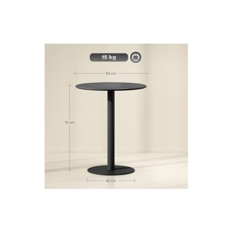 Runder Esstisch 60 x 72 cm aus schwarzem Stahl für 2 Personen, platzsparend – MEUBLIV (1/5)