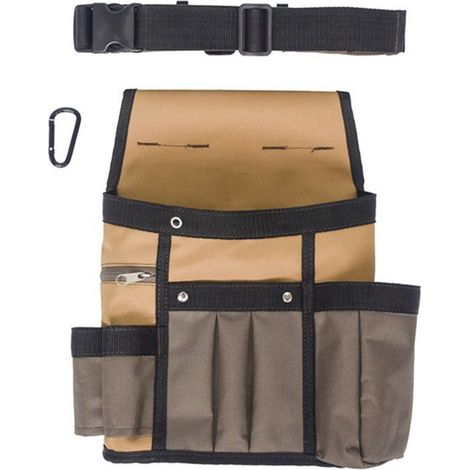 Sac banane de jardinage, un sac banane portable et multifonctionnel avec 10 poches, peut contenir des outils, ceinture réglable, unisexe. (1/5)