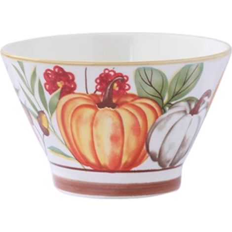 Bol en céramique simple en forme de citrouille, assiette assortie à la vaisselle en céramique pour la maison, bol double anse élégant et léger, cuillère (1/5)