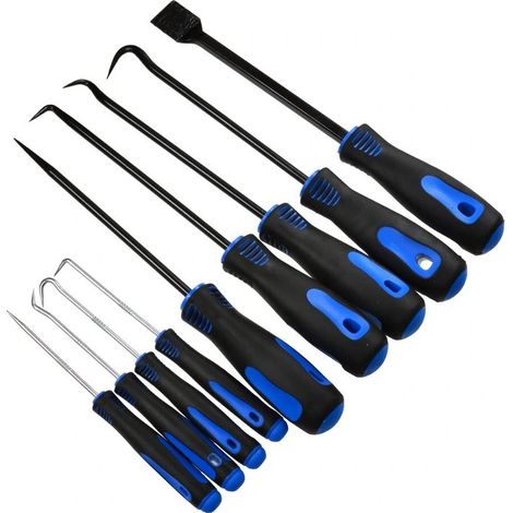 Juego de ganchos, púas y raspadores, 9 piezas. Plateado S10876