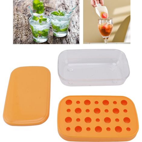 Mehrschichtige Silikon-Eiswürfelform mit Deckel, Eiswürfelbox, Eiswürfelbereiter für Zuhause, mehrschichtig, orange (1/5)