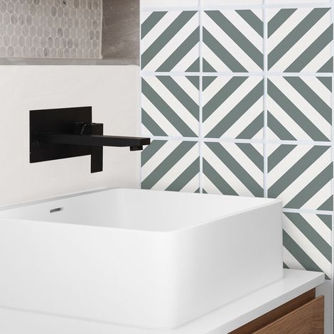 Sticker adhésif déco 6 pièces 15x15 cm - Formes géométriques vertes foncées - Décoration intérieure Homestaging (1/5)