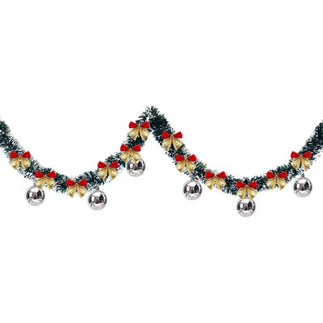 Guirlande De Noël - Pompons - Ruban Floral - 200 cm - Décoration Pour Fenêtre Escalier Arbre - Version Plastique Multicolore - 1 Pièce (1/5)