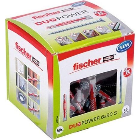 Multipack FISCHER DÜBEL MIT SCHRAUBE (DUOPOWER 6 X 50 S) - 50 Stück