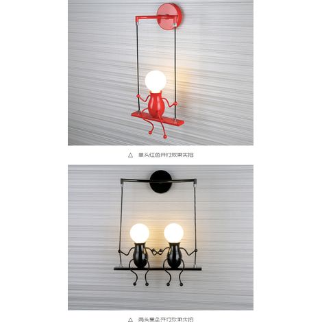 Applique murale monobloc moderne et créative au design minimaliste, petite et élégante, douille E27, idéale pour une chambre d'enfant, un couloir, une cuisine, un loft ou un bar. Couleur : rouge. Dime (1/3)