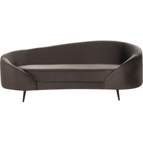 Sofá 2 plazas de terciopelo curvo estilo glamuroso con patas de metal doradas marrón oscuro Savar