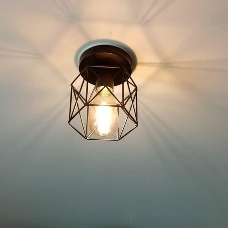 Plafonnier Retro en Métal Cube Fer Industrielle Noir luminaire pour Salon Chambre Café Bar Restaurent Salle à Mange (1/5)