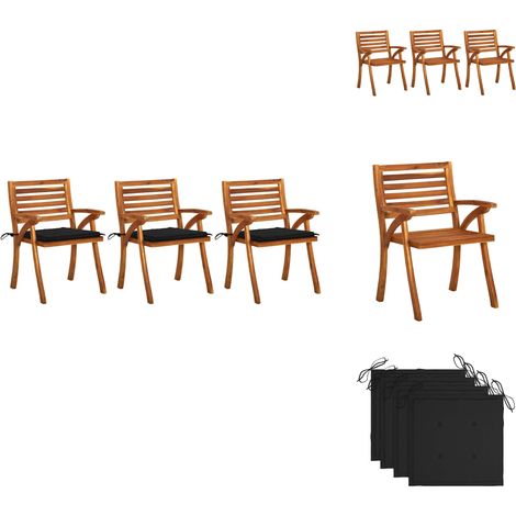 Chaises à manger de jardin avec coussins lot de 3 Acacia massif - Chaise De Jardin - Fauteuil De Jardin - Acacia Massif - Meubles De Jardin - Mobilier De Jardin (1/5)