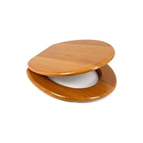 Marco Paul 18" Standard Traditional White Wooden MDF Toilet Seat Universal Adjustable to Fit Most Toilets Oval Seat with Hinges & Parts (Antique Pine) (1/5)