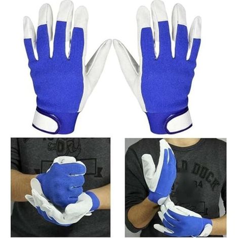 Guantes de soldadura ZVD, de cuero resistente al calor, para soldador TIG, parrilla, barbacoa, horno, chimenea y estufa de leña. Guantes de jardinería con protección laboral (1 par). (1/4)