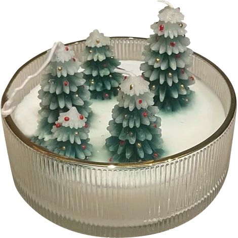 Bougie Arbre De Noël - Bougie Décorative En Cire Sans Fumée - Pour Décoration Intérieure Et Sapin De Noël - Lot De 6 (1/5)