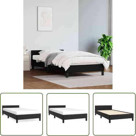 The Living Store Cadre de lit avec tête de lit sans matelas noir 80x200 cm - Cadre De Lit - Lit Double - Literie - Meuble Chambre - Design Moderne (1/5)