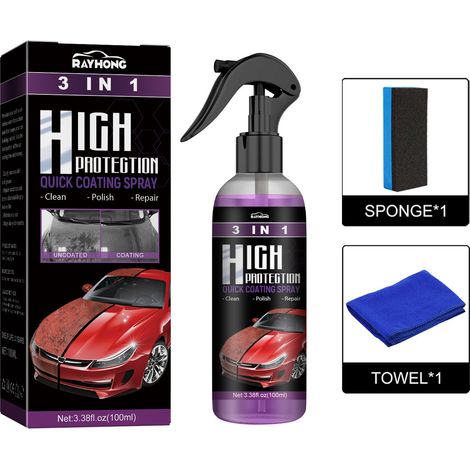 Rayhong 3-en-1 Aérosol de peinture auto haute protection : application auto et manuelle pour relooking, nettoyage et vernis en bombe (1/5)