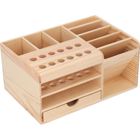 Boîte de Rangement en Bois pour Outils de Bricolage avec Poignée et Compartiments (1/5)