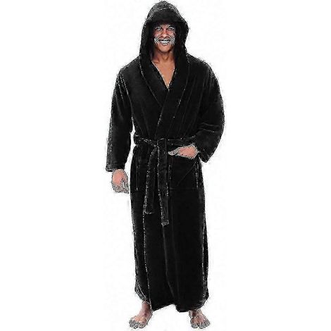 Langer Herrenbademantel mit Kapuze, Frottee-Bademantel für Spa, Hotel, Zuhause, weicher und warmer Bademantel, Erwachsenengröße, Unisex-Stil (1/5)