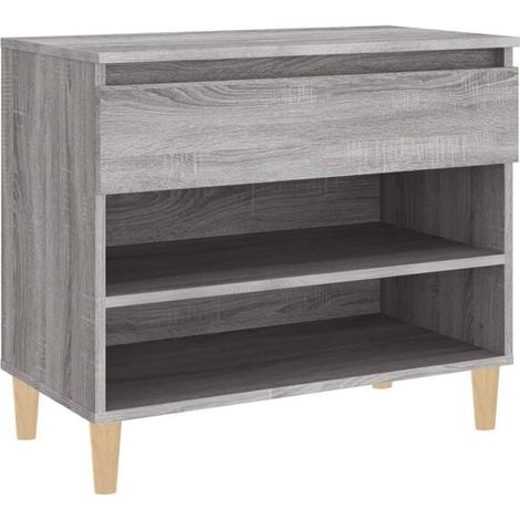 Meuble à chaussures gris Sonoma, dimensions 70x36x60 cm, en bois composite. (1/5)