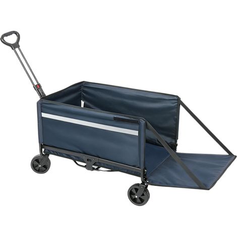 Albatros Bollerwagen Blau klappbar 120L mit Flaschenöffner & Getränkehalter – faltbarer Handwagen mit Reflektorstreifen (1/5)