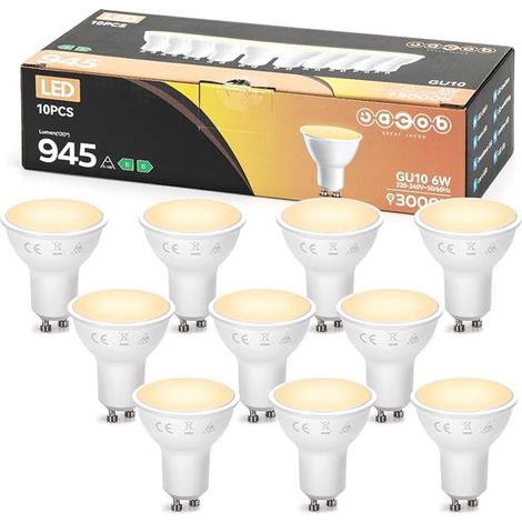 GU10 LED Bulb 6W Equivalent 3000K Warm White 945 Lumens LED Spot Light Bulb Non-Dimmable (1/5)