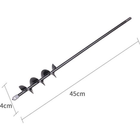 Perceuse, perceuse de sol pour l'installation de clôtures, perceuse à main, petite perceuse à barre de torsion, accessoires de jardin, ameublissement de plantation de fleurs (noir - diamètre 4 cm x lo (1/5)