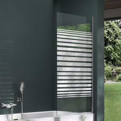 Mai & Mai Duschwand für Badewanne Sicherheitsglas mit NANO-Versiegelung Duschabtrennung Badewannenaufsatz 80x140cm Duschwand Teilsatiniert Cortona201MS (1/5)