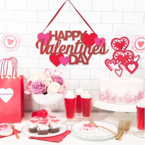 Pendentif « Joyeuse Saint-Valentin » - Décoration de porte à suspendre (1/5)