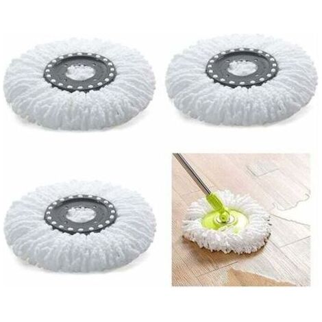 Kaelt - -3Pcs Têtes Microfibre Balai, Mop Heads, Tête de Vadrouille Rechange Rond Têtes Mop Rotation à 360 pour Balais Serpillère Rotatif 360°(Diamètre 16 cm) (1/4)