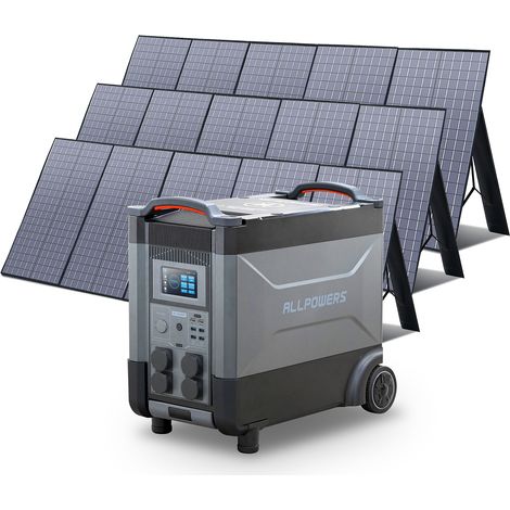ALLPOWERS Estación de energía portátil R4000 con 3 x 400W Paneles Solares, batería LFP de 3456Wh, 4 Tomas CA 4000W (6000W Pico), Carga Rápida de 1.2H, generador solar para Acampar, Cortes, UPS Backup (1/5)