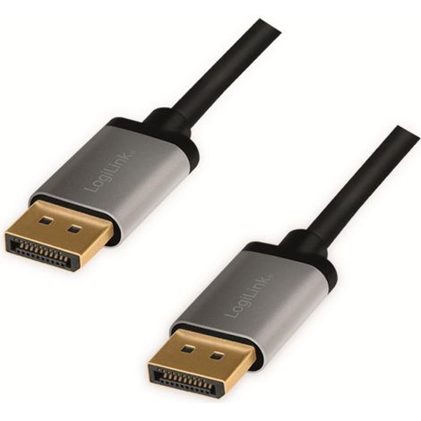 DisplayPort 1.2-Kabel (3 m), LogiLink DP/DP, 4K 60Hz, Aluminium, UHD 21,6 Gbit/s