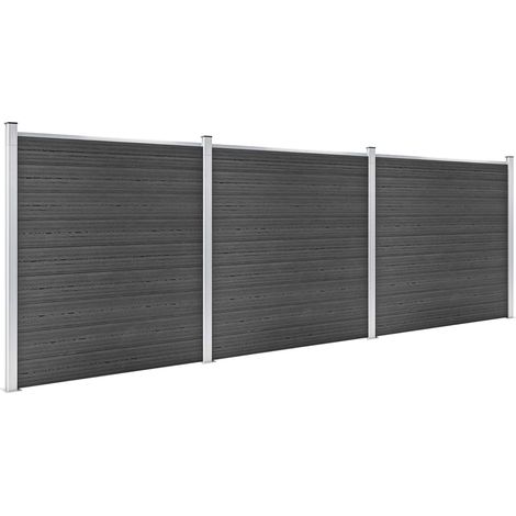 Maison Exclusive - Zaunelement Set WPC 526x186 cm Schwarz