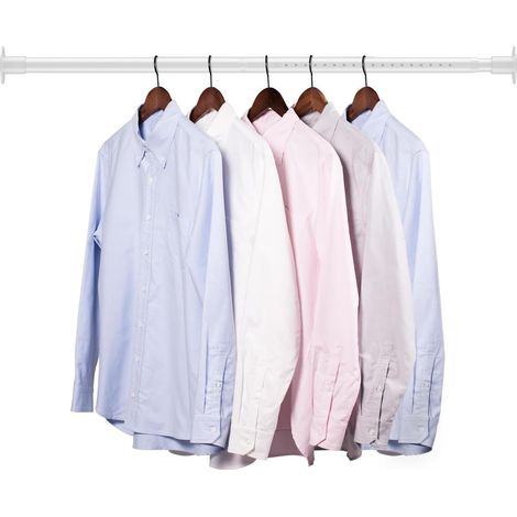 Tringle Vêtements Extensible, 43-139cm Tringle à Vêtements avec Base Ronde Réglable en Acier Inoxydable, Rail pour Suspendre des Cintres et Habillement Dans Penderie, pour Chambre à Couch/Blanc Mat (1/5)