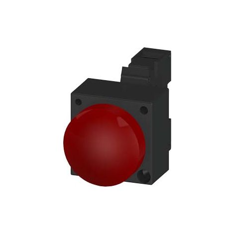 Indicatore Luminoso con lente liscia illuminata con led integrato 230v ac, Terminale a vite con supporto rosso