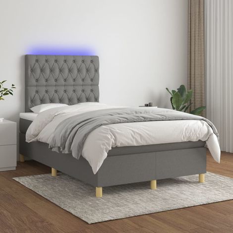 Boxspringbett mit Matratze & LED Dunkelgrau 120x200 cm Stoff (1/5)