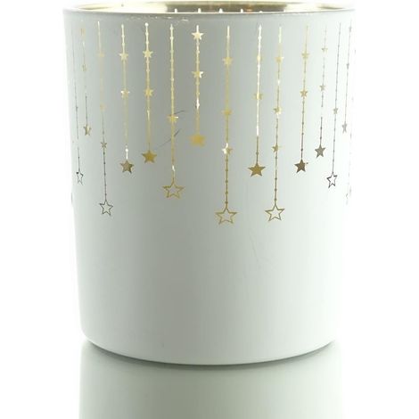Weihnachtliches Teelicht FALLING STARS Sternenregen Weiß Ø 8 cm aus Glas (1/2)