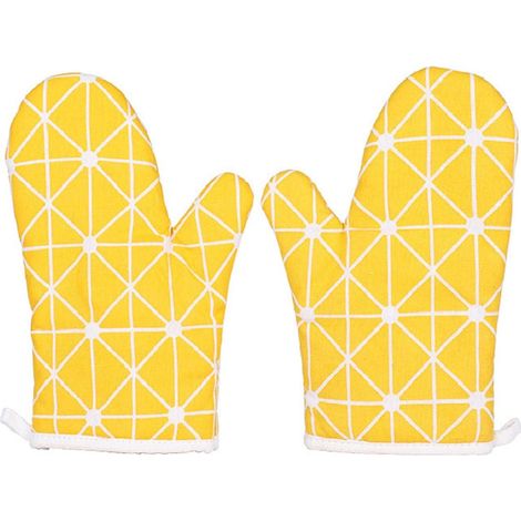 Gants de cuisine, 2 paires de gants de cuisine en coton, gants de cuisine résistants à la chaleur pour la cuisine et la pâtisserie (1/5)