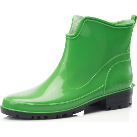 Ladeheid Bottes en Caoutchouc pour Femmes Courtes Bottines Imperméables Bottes de Pluie Élégantes et Confortables LA-930 (Vert, 38 EU)