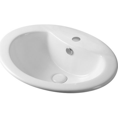 Lavabo da incasso soprapiano ovale 56x46 cm in ceramica lucida (1/3)