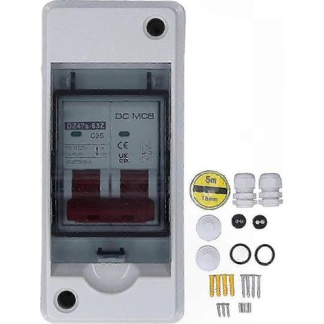Disjoncteur miniature 25 A CC pour systèmes photovoltaïques, interrupteur de sectionnement étanche IP65, tension maximale de 1 000 V CC (1/5)