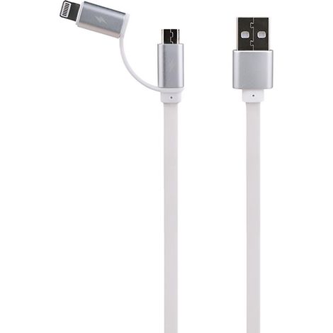 Cavo alimentazione 1 m micro usb con adattatore iphone 5/6 bianco electraline 500332