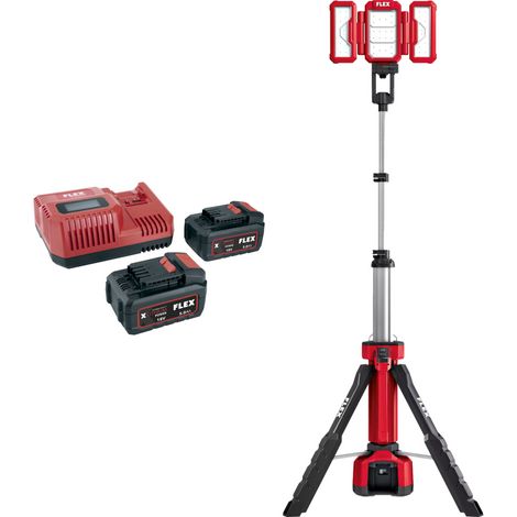 Flex Akku Lampen-Set TL 4000 + Akku Starter-Set P-Set 55 R, 2x 5,0 + Ladegerät