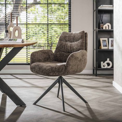 Esszimmerstuhl Elite-Taupe-Chenille-Stoff, reichhaltig, drehbar