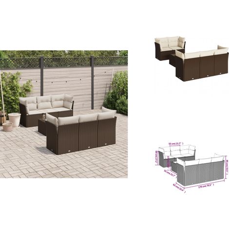 7-tlg. Garten-Sofagarnitur mit Kissen Braun Poly Rattan - Garten Sofagarnitur - Garten Sofagarnituren - Outdoor Sofagarnitur - Sofagarnitur Terrasse