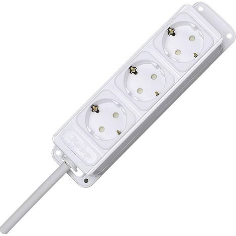 Multiprise électrique 3 Prises Blanc Arctique Câble 5 m
