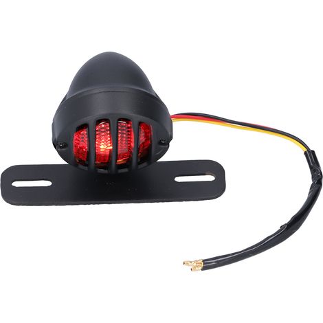 Feu arrière moto vintage, boîtier noir, feu stop rouge universel DC12V avec support de plaque d'immatriculation (1/5)