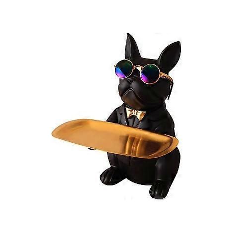 Figurine de bouledogue cool et optimiste en résine, boîte de rangement idéale pour clés, objets ménagers, etc. (1/5)