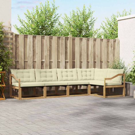 vidaXL Outdoor-Sofagarnitur mit Kissen 5 pcs Weiß und Creme (1/5)