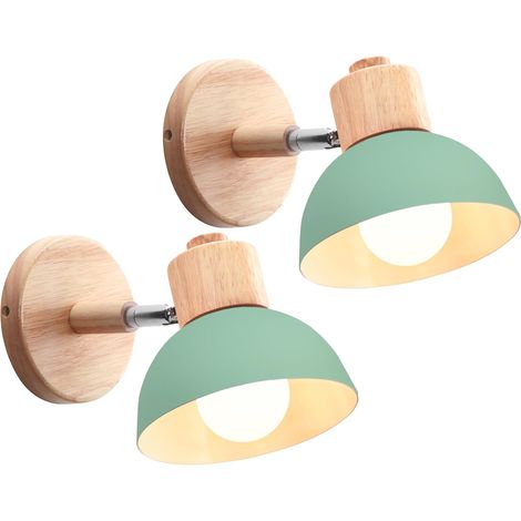 Lot de 2 Applique Murale, Réglable 180°, Bois Métal, E27, Intérieur Salon Chambre (1/5)