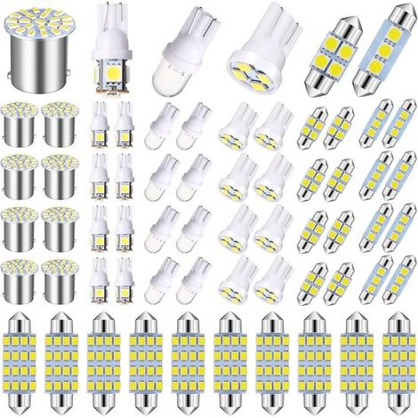 Juego de 70 luces LED para interior de coche, Blanco, 31/36/41 mm 12 V, Compatible con DE3175 6411 T10 2825 6612F 6615F, mapas, puertas (1/5)